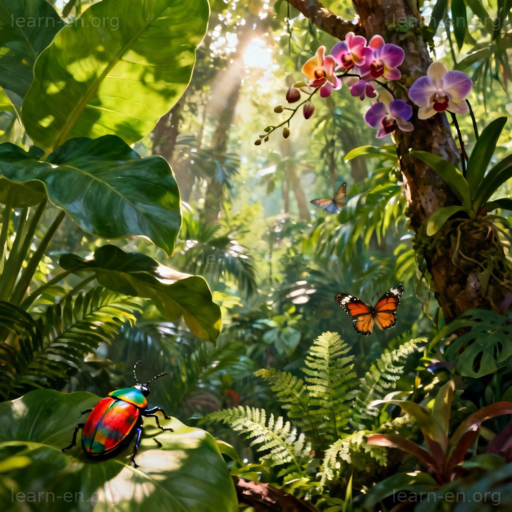 Diversity of plant and animal species in a tropical rainforest