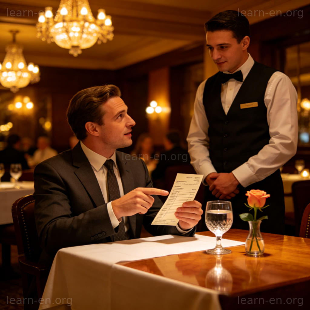 Does the bill include a service charge 餐厅结账询问服务费场景图解