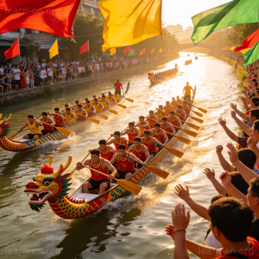 Dragon boat race 图解：端午赛龙舟场景与团队协作