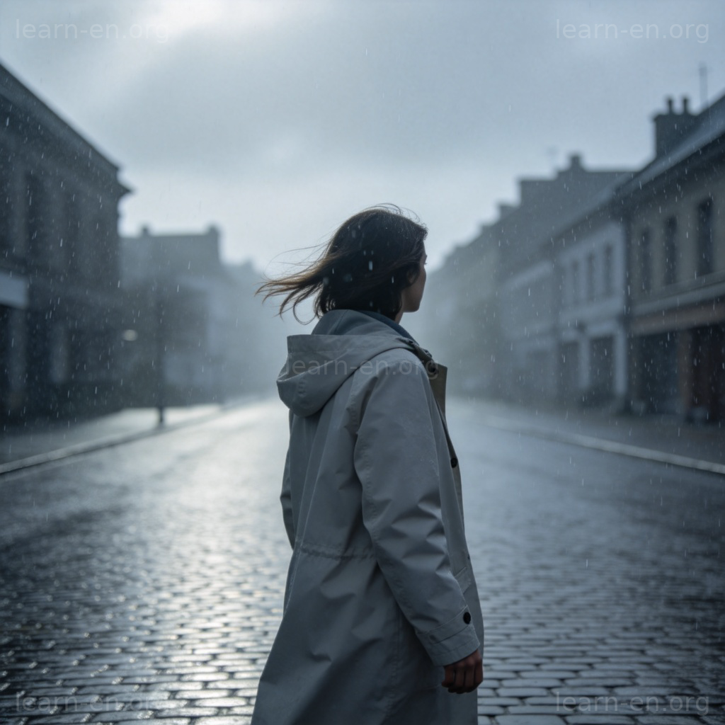 Drizzle 图解：灰蒙蒙天空下，行人在细密雨雾中行走的场景