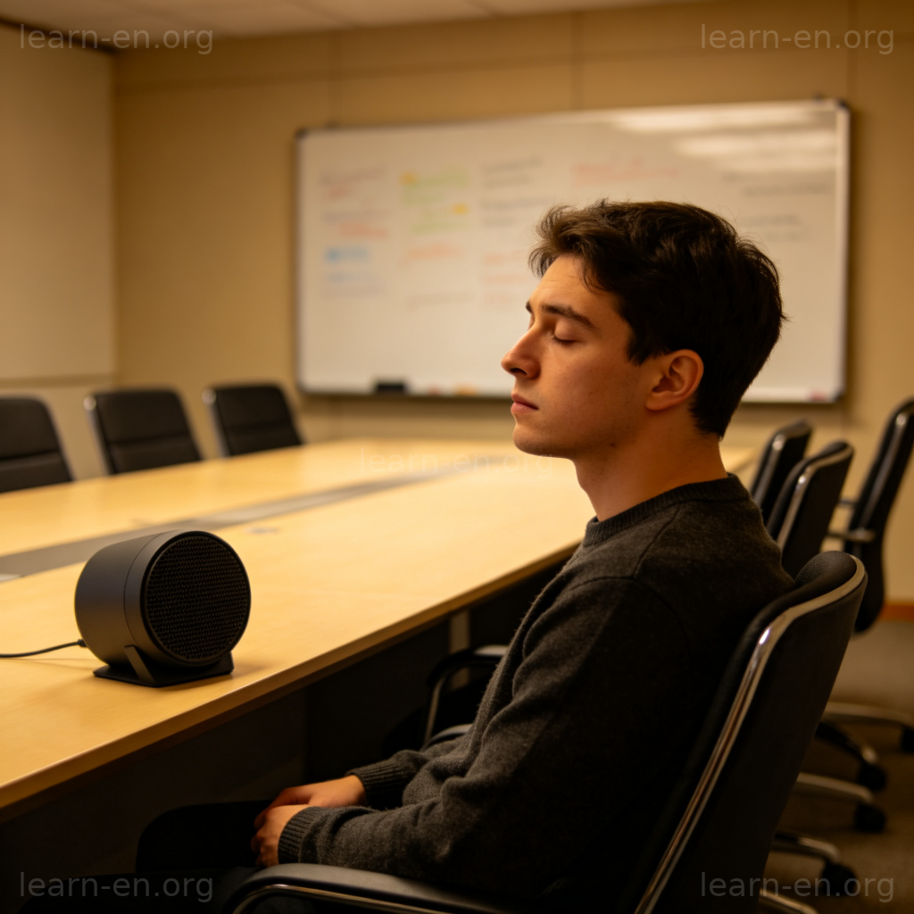 Person bored by a monotonous drone speech in meeting