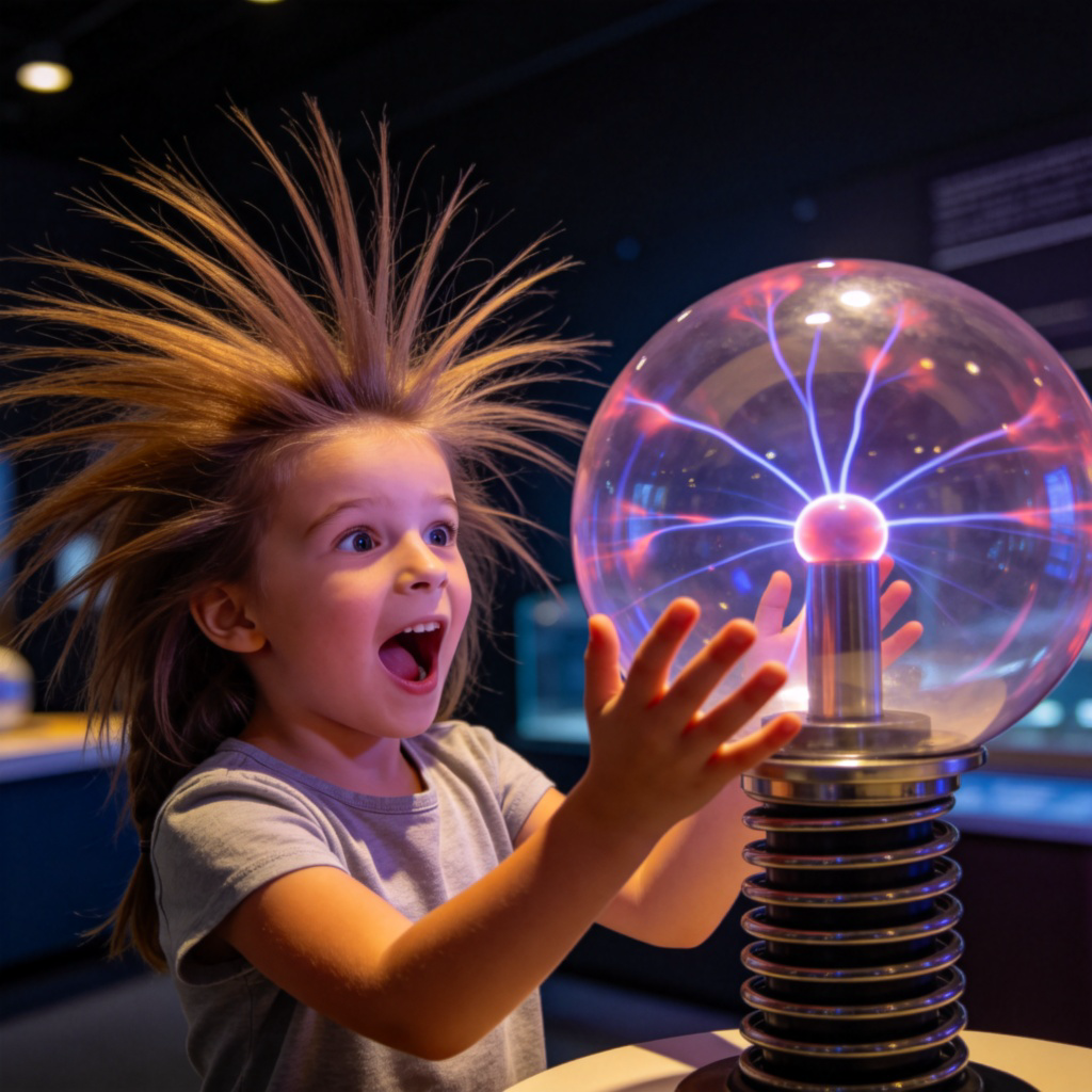 electric 含义图解：范德格拉夫起电机展示静电现象