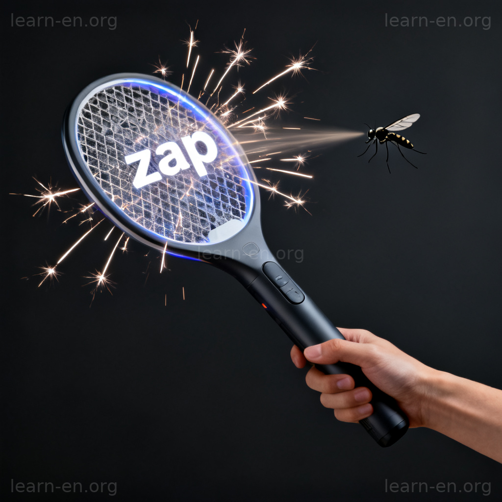 Eliminate concept visualized by wiping out a pest with a swatter.