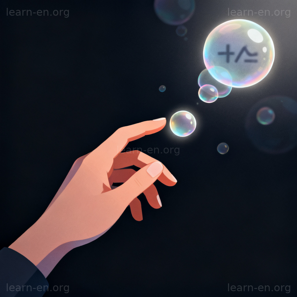 Elusive thought bubble drifting away from reaching hand