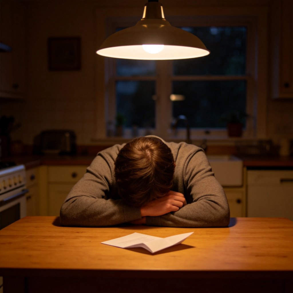 embarrass 使羞愧图解：深夜独自懊悔的人物场景