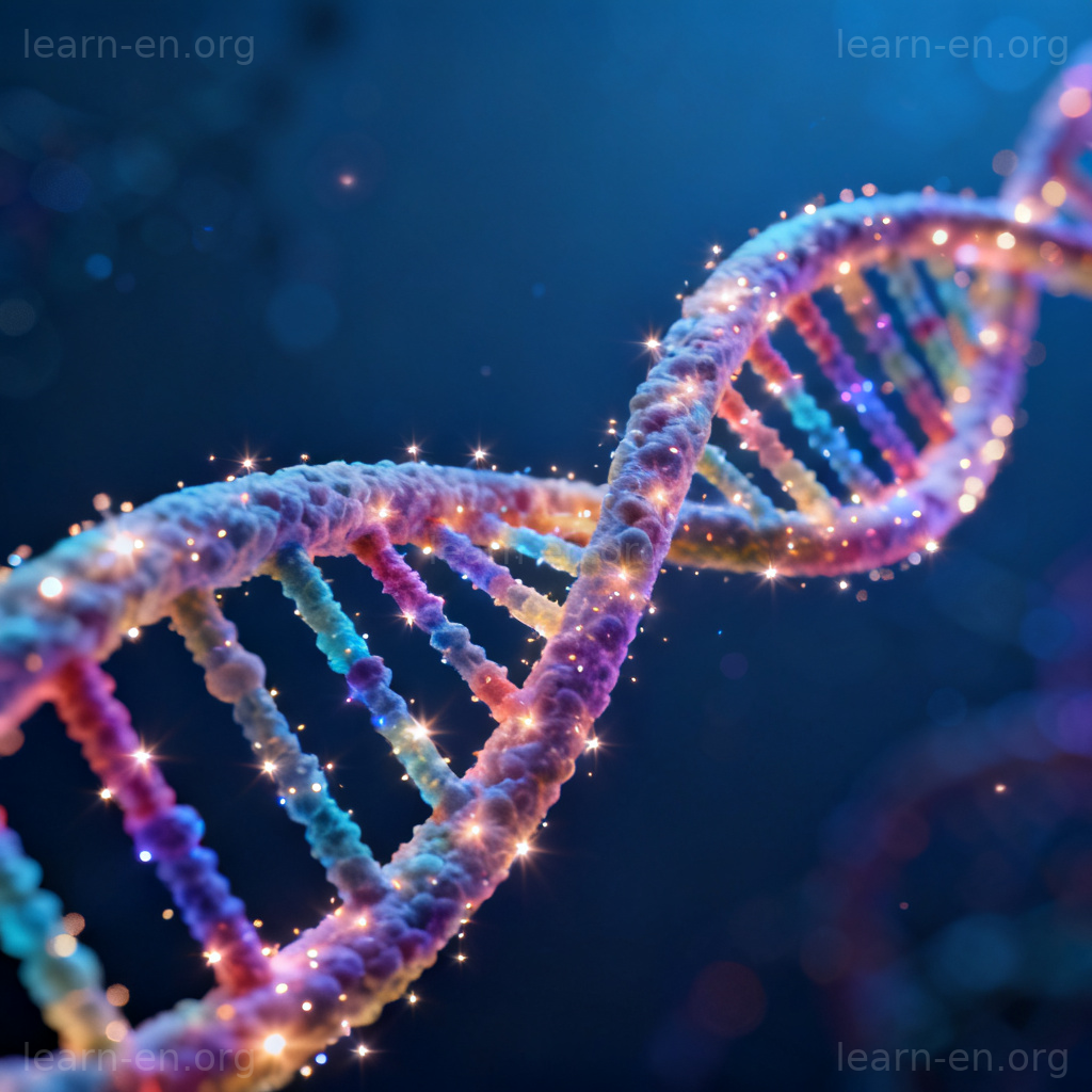 Encode definition in biology: detailed DNA double helix storing genetic information.