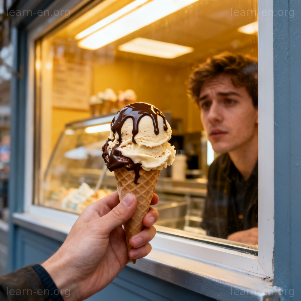Visual definition of entice: tempting someone with a pleasurable alternative like ice cream.