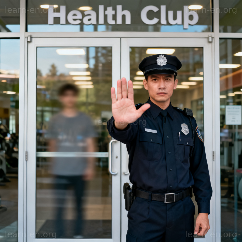 Exclude definition: A security guard barring entry to someone at a club entrance.