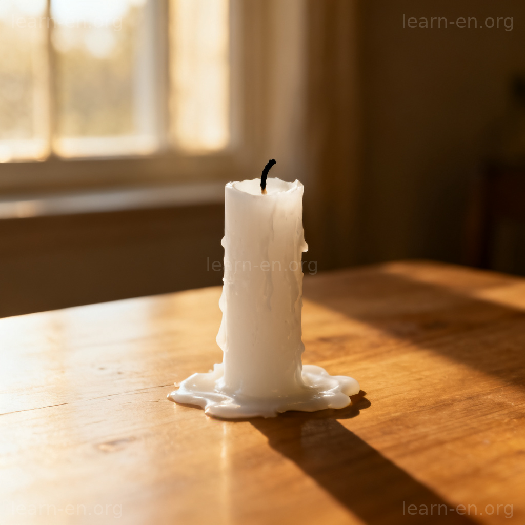 Expire meaning shown by a candle that has burned down and come to an end.