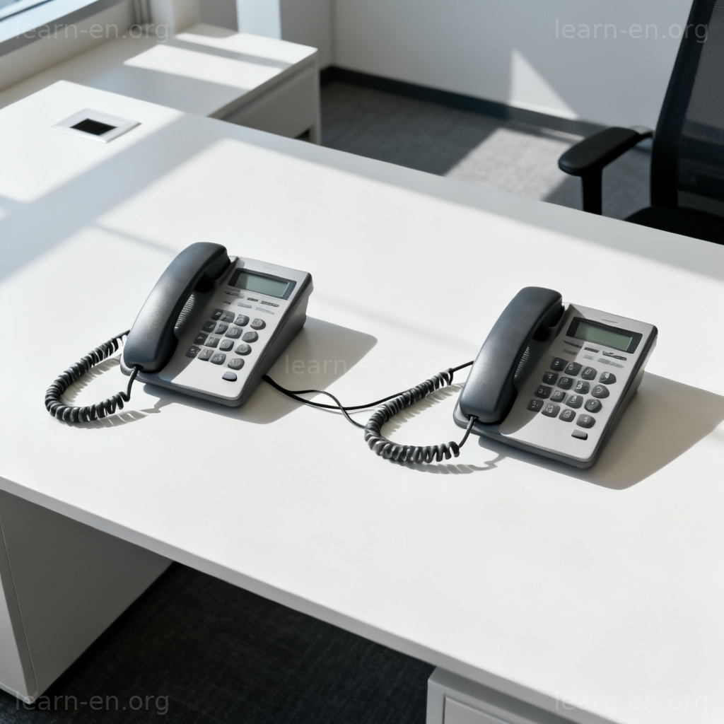 Phone extension diagram showing a main line splitting to two handsets.