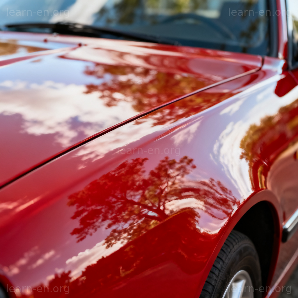 Polished car exterior showing reflections, demonstrating outside appearance and surface.