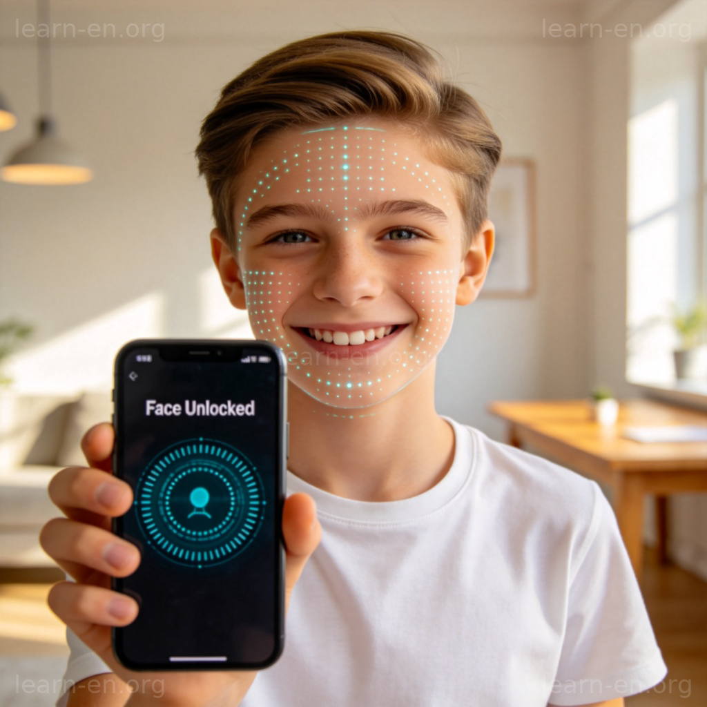 Face ID facial recognition unlock smartphone scan