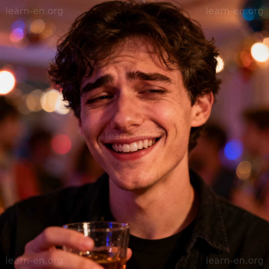 Fake smile at party person pretending to be happy