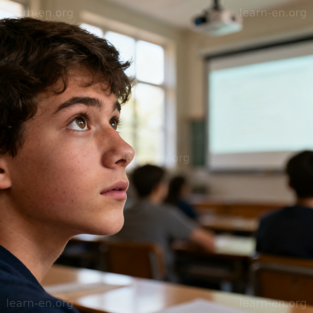 Fasten your attention: student focusing intently on a classroom screen.
