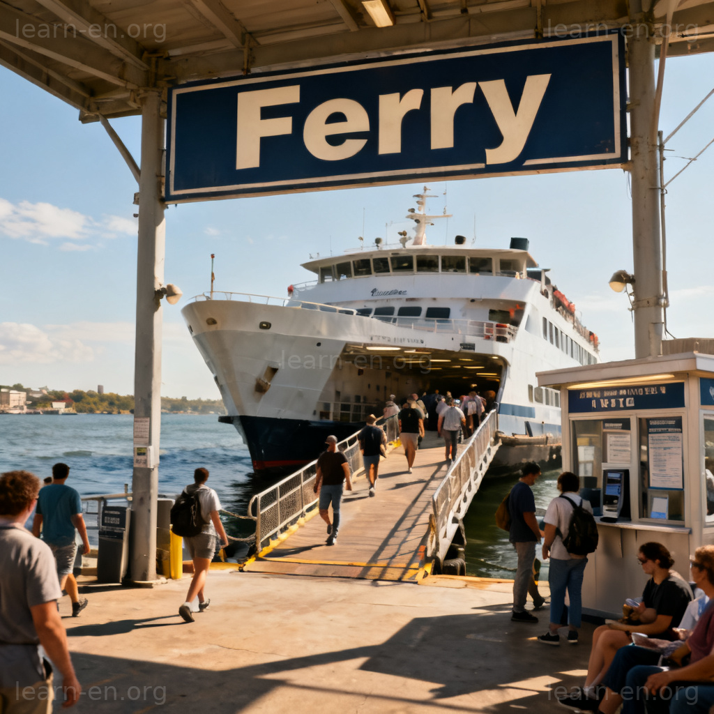 ferry 渡口场景：繁忙的渡轮码头与上下船的乘客