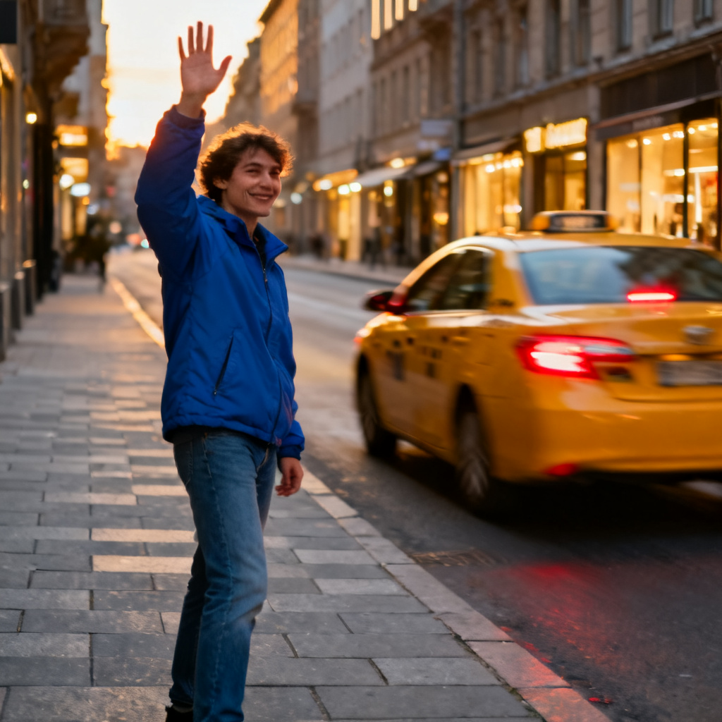 flag down a taxi 图片