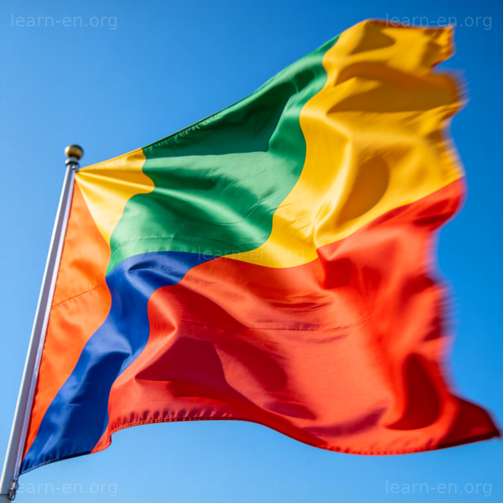 flag 旗帜含义图解：飘扬的国旗在蓝天下的特写