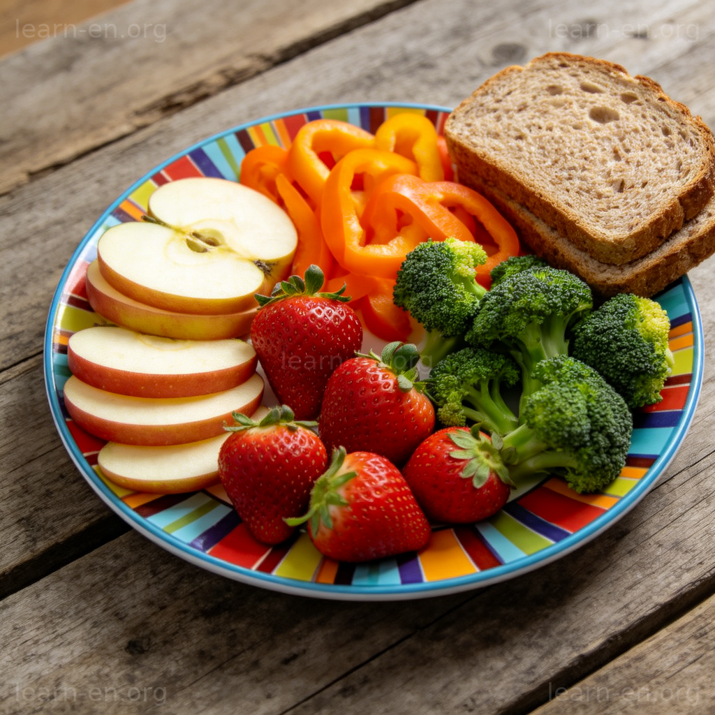 Food as sustenance: colorful fruits and vegetables on a wooden table