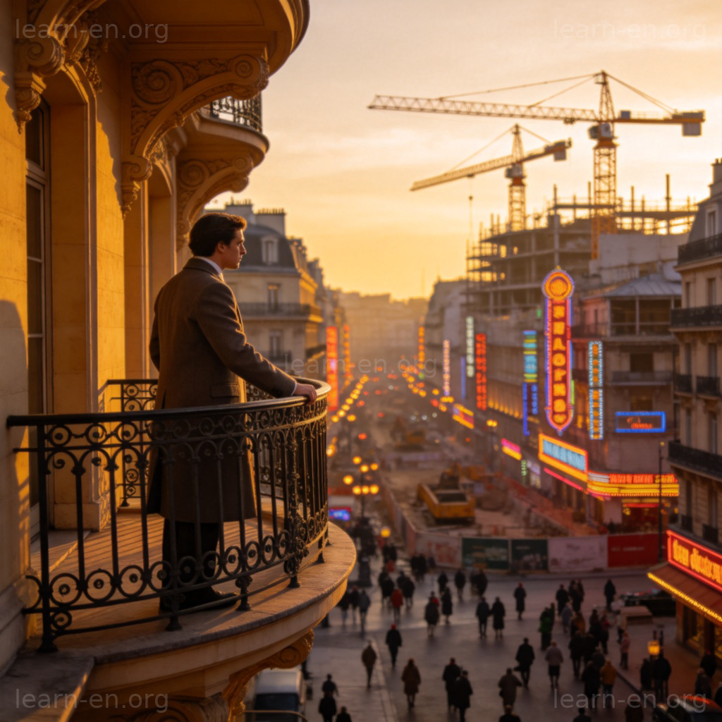Privileged viewpoint observing city transformation from balcony