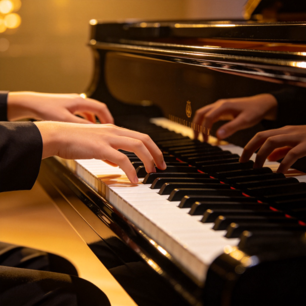 gift 天赋含义图解：演奏钢琴的双手展现音乐天赋