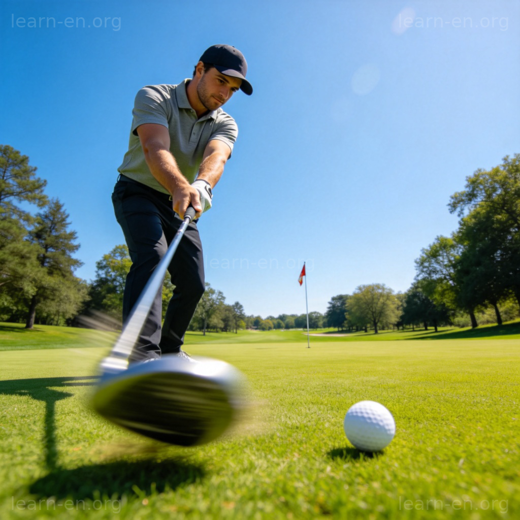 golf 高尔夫球运动图解：球员在球场挥杆击球