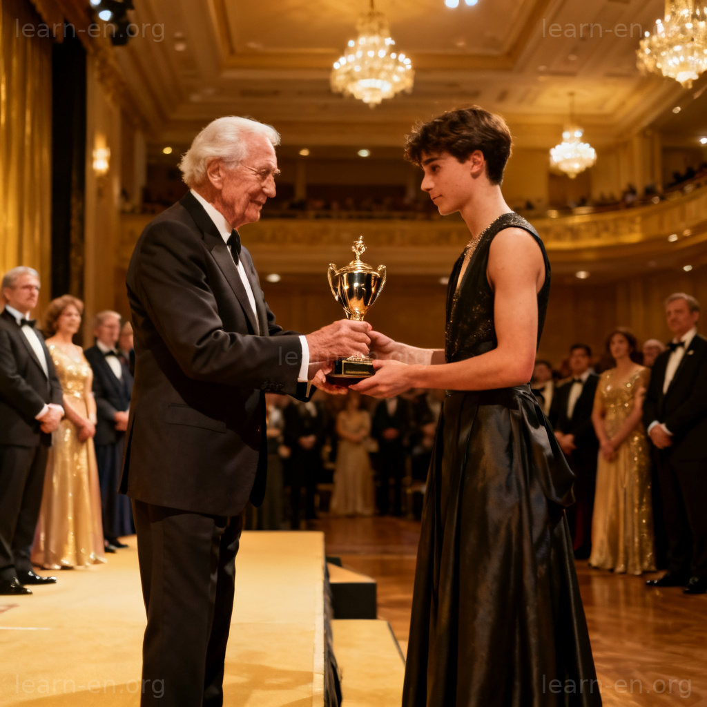 Cérémonie solennelle avec remise de trophée sur scène