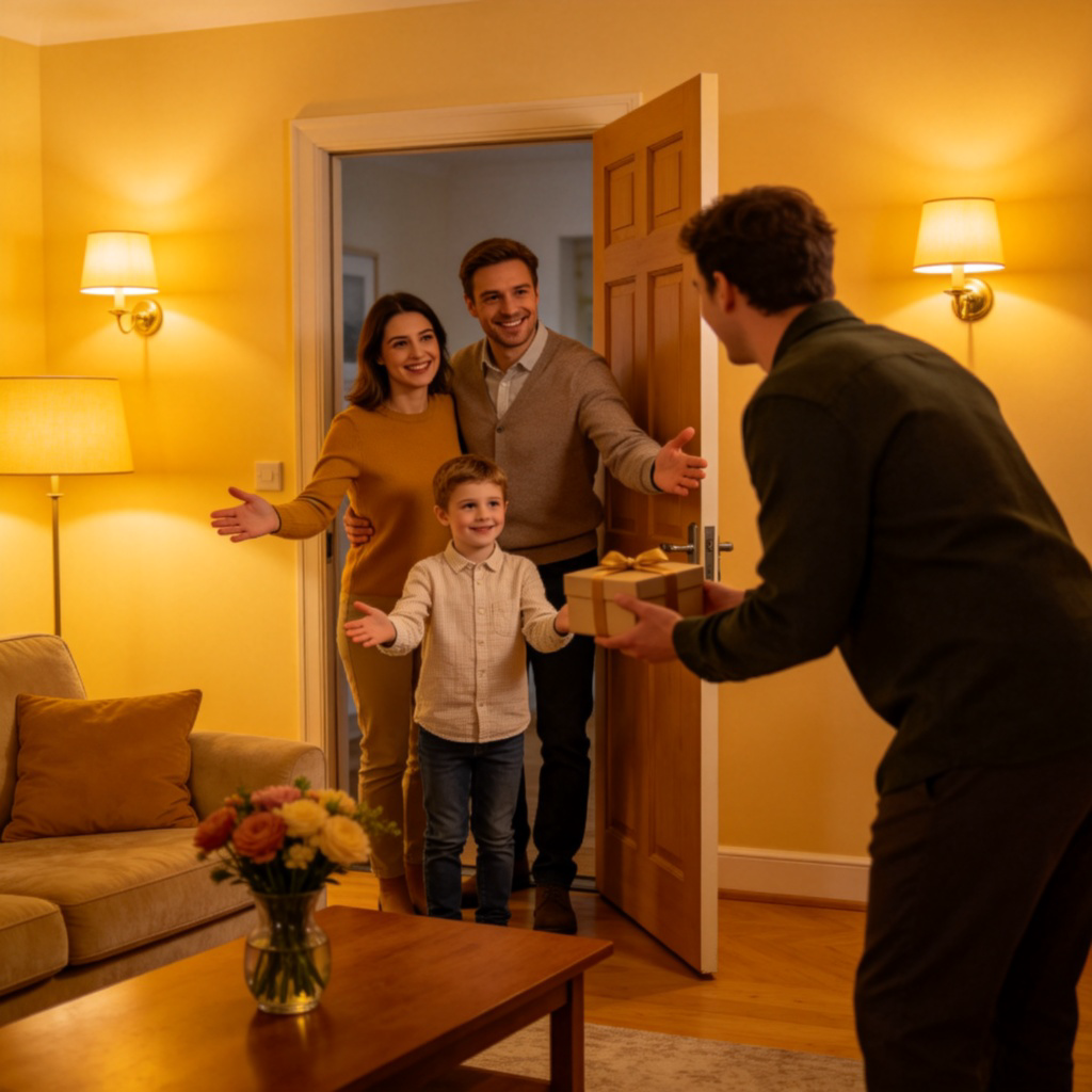 Guest 含义图解：家庭场景中主人欢迎来访的客人