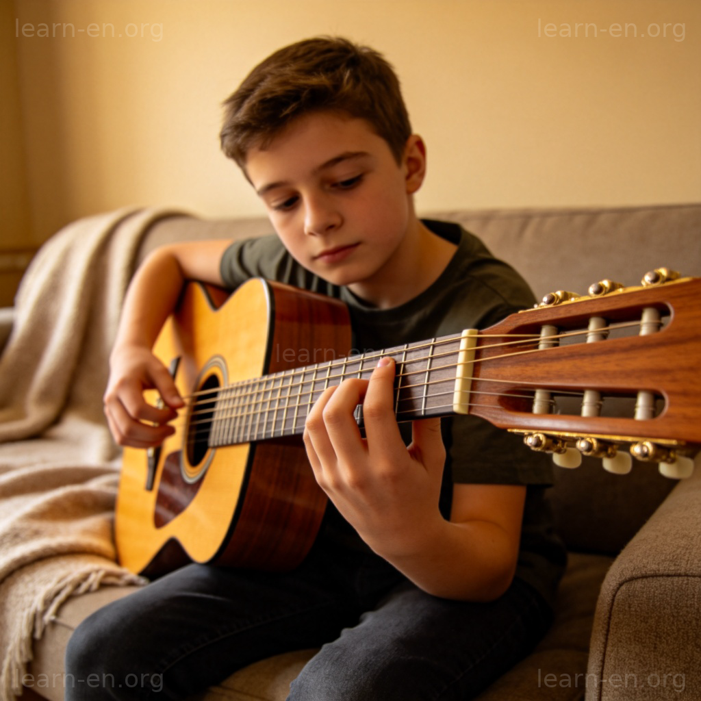 Guitar 吉他图解：朋友在公园长椅上弹奏木吉他