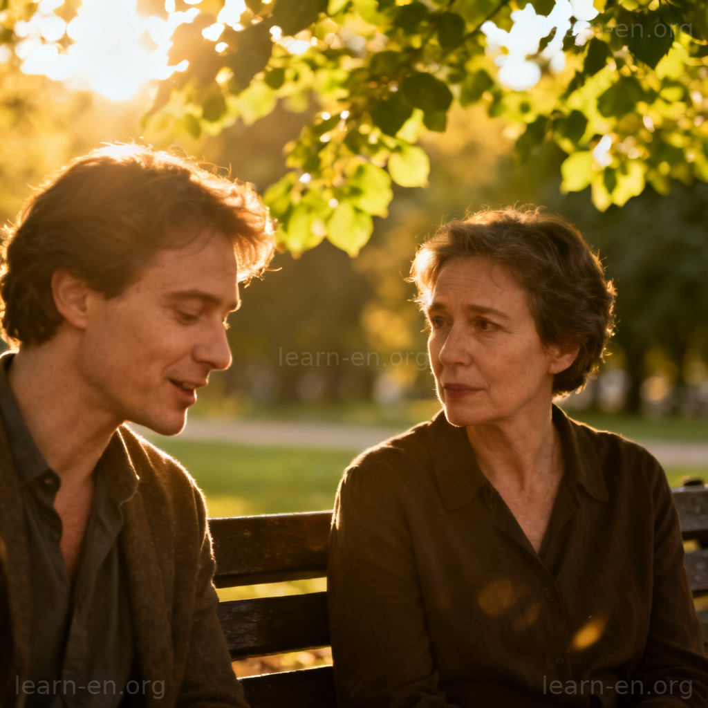 Healing emotional support scene in sunny park with two people