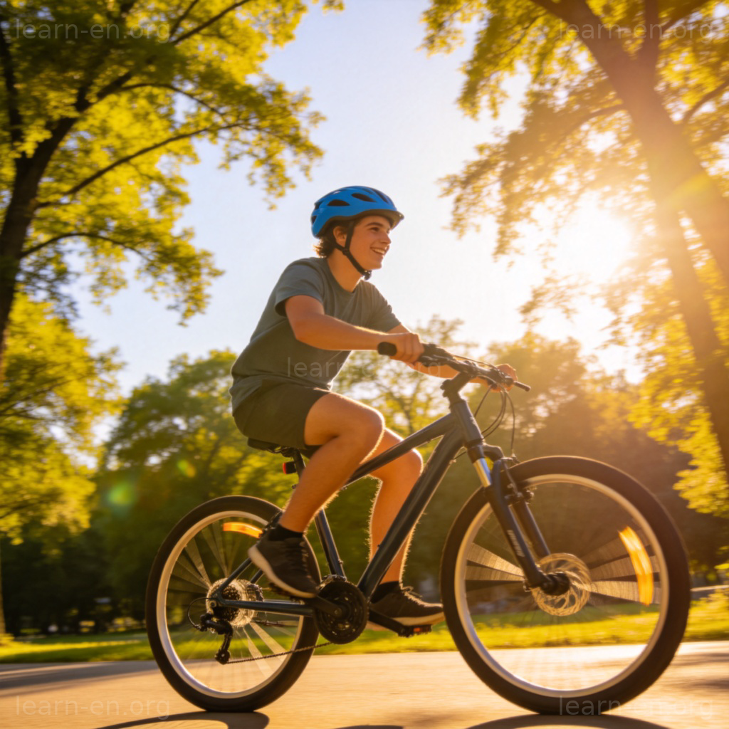 Helmet worn while cycling on a sunny day