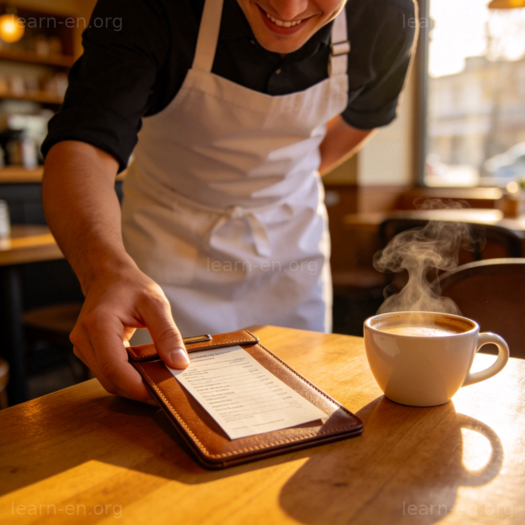 Here is your bill 短语图解：服务员递送账单场景