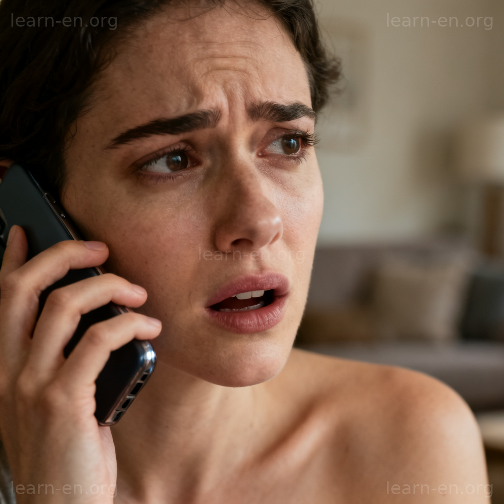 Close-up of a person hesitating before speaking on the phone, showing uncertainty.