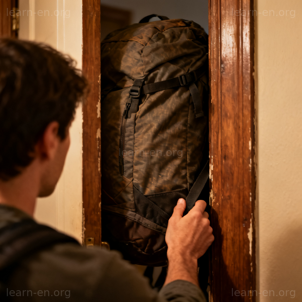 Hinder example: backpack blocking doorway