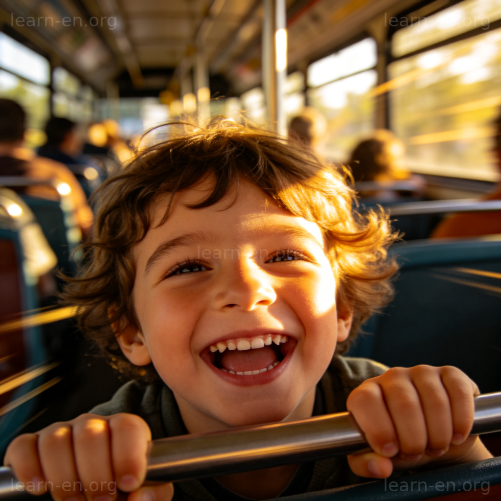 hold on tight 图解：孩子在颠簸公交车上紧握扶手