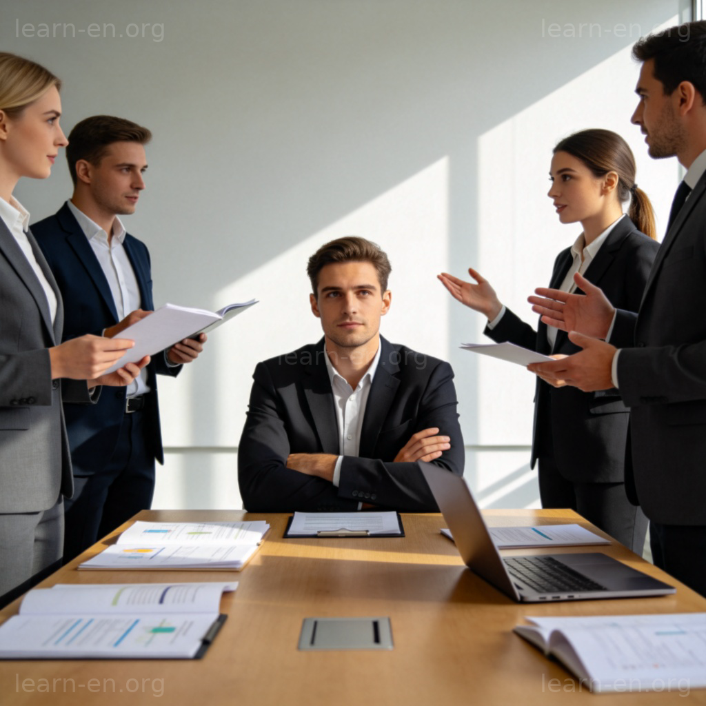 hold that pose 场景：会议中坚持立场的人物形象