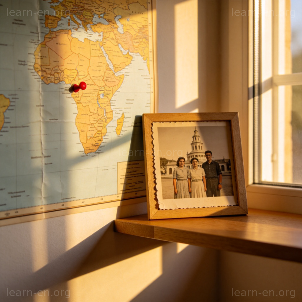 Home as hometown concept: a world map with a pushpin marking a place of origin.
