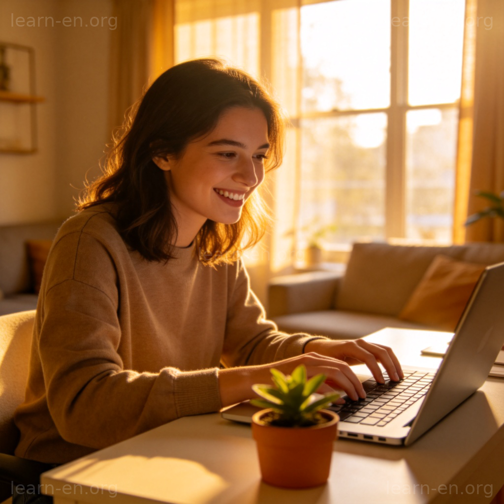 Home office working from home with laptop and plant