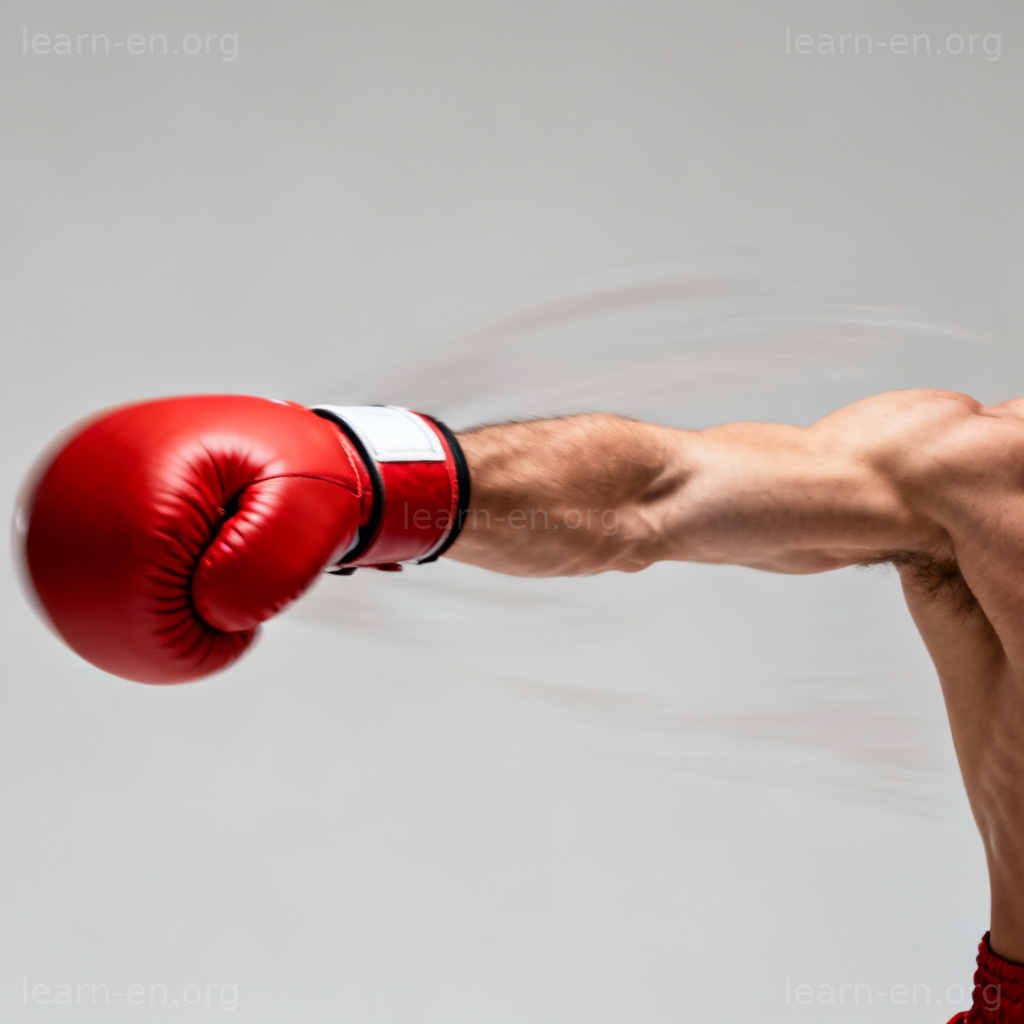 Boxer throwing a hook punch in red glove