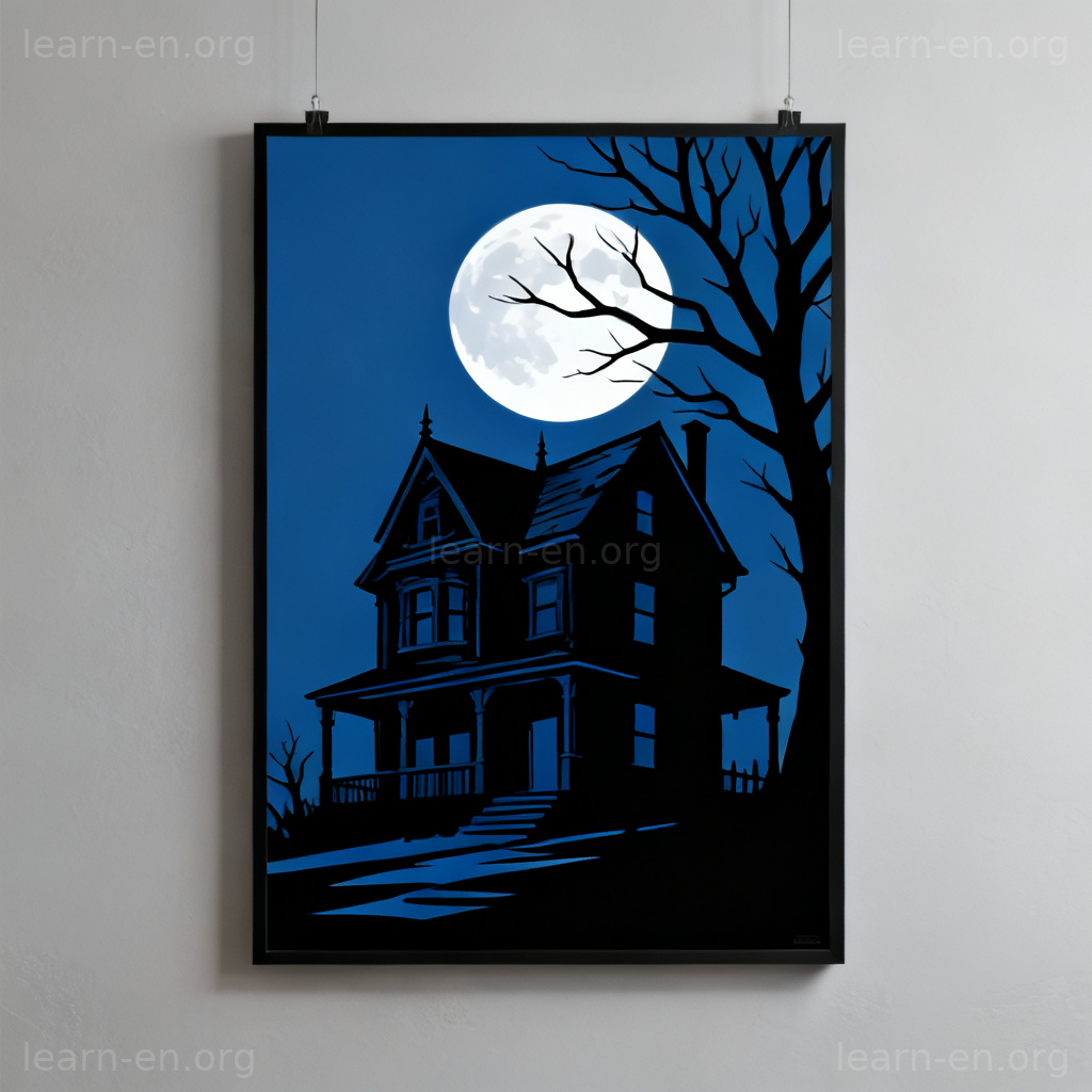 Horror genre illustrated by a classic scary movie poster featuring a haunted house.
