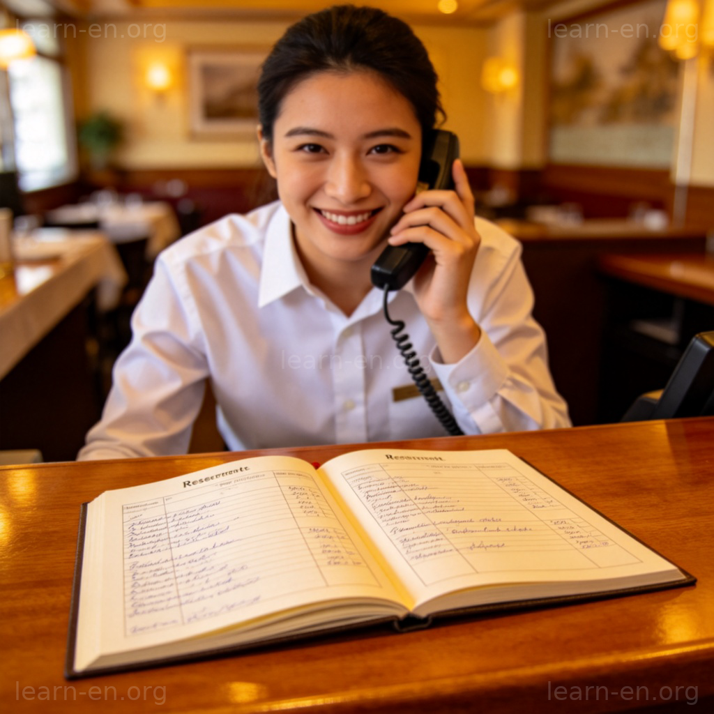I'd like to make a reservation 短语图解：客人在餐厅前台电话预订