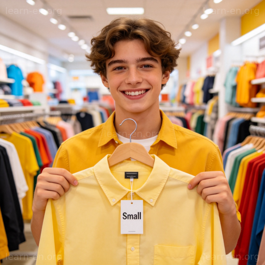 I'm a size small 图解：顾客在服装店展示小号标签