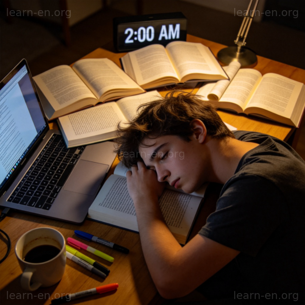 I'm cramming for the exam tomorrow 图解：深夜苦读临时抱佛脚的学生