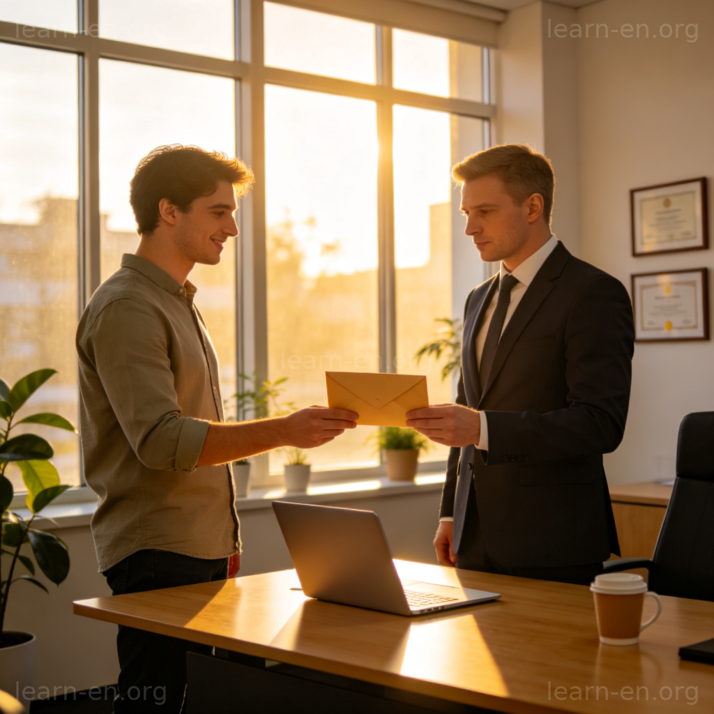 I'm handing in my resignation 图解：员工向主管递交辞职信场景