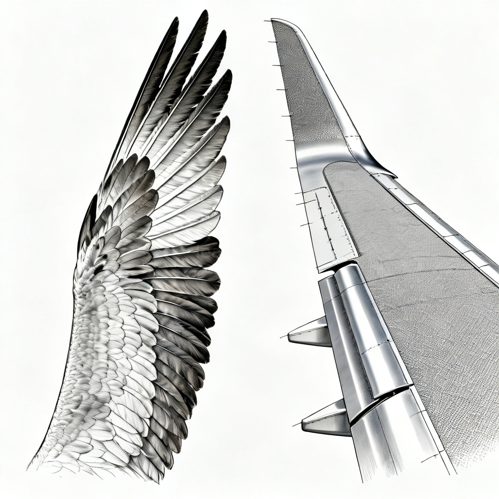 Imitate concept shown by airplane wing replicating bird wing design