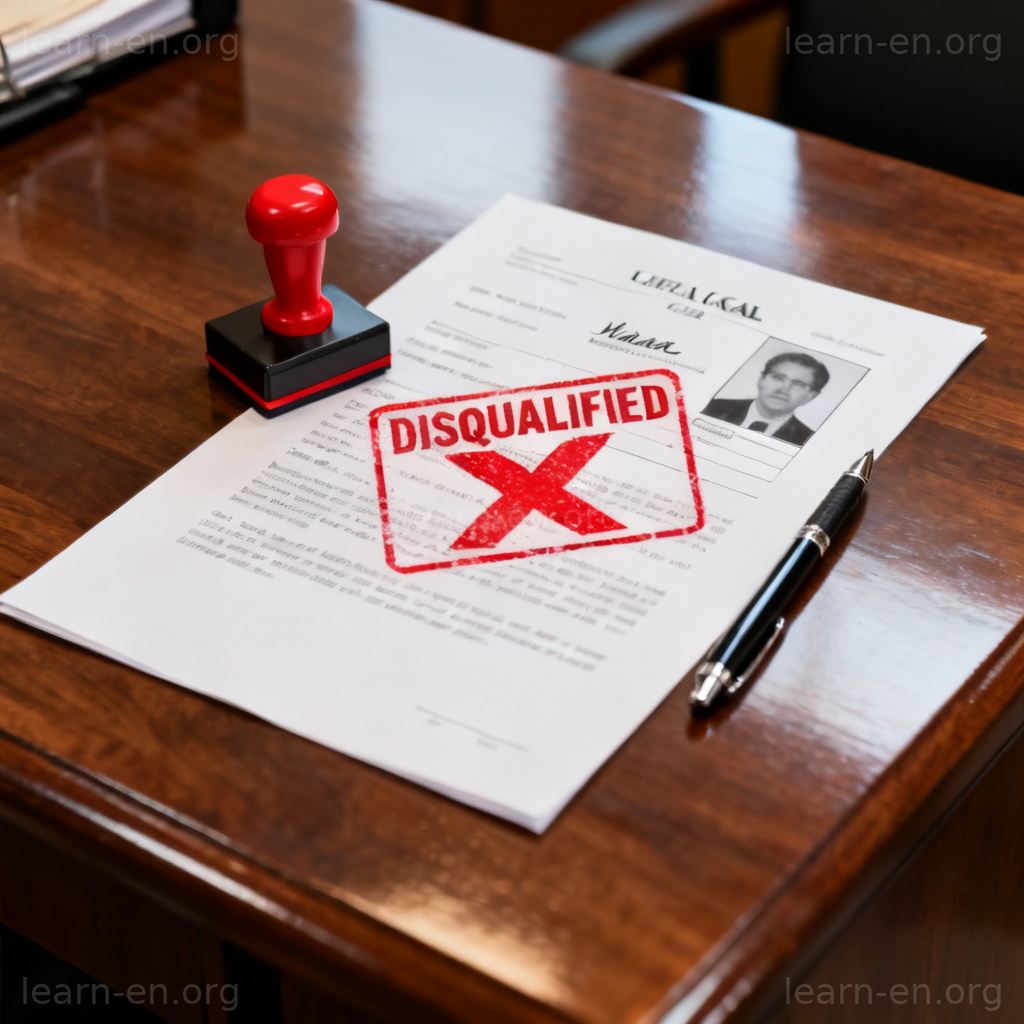 Incapacitate legal disqualification concept shown by a stamped DISQUALIFIED document.