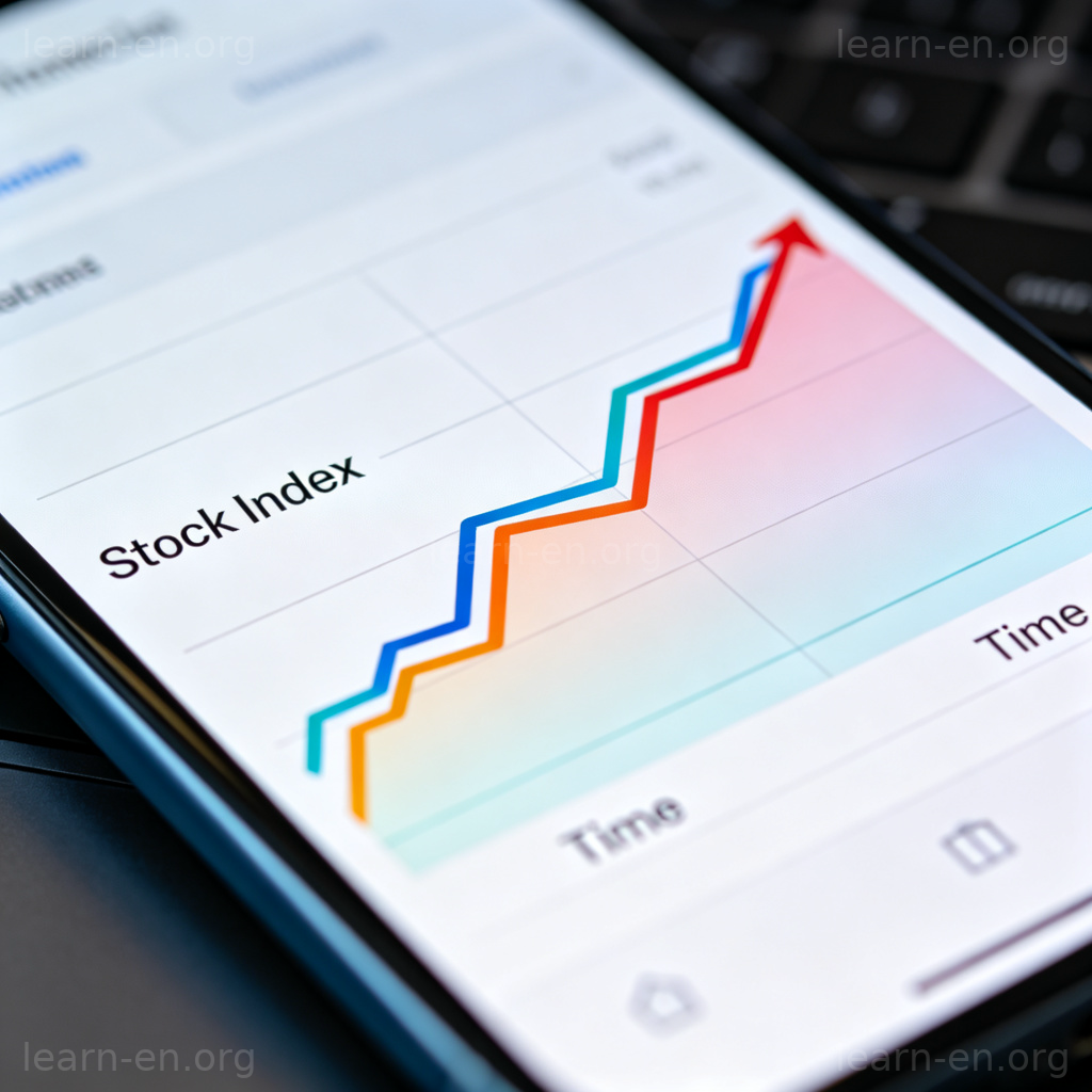 Index stock market line graph on smartphone screen