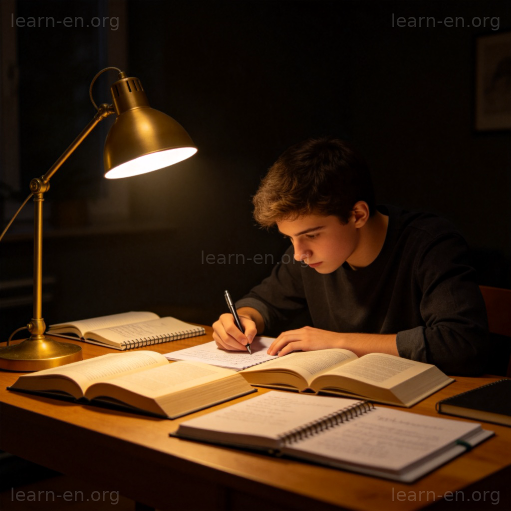 Industry meaning: student studying diligently at desk