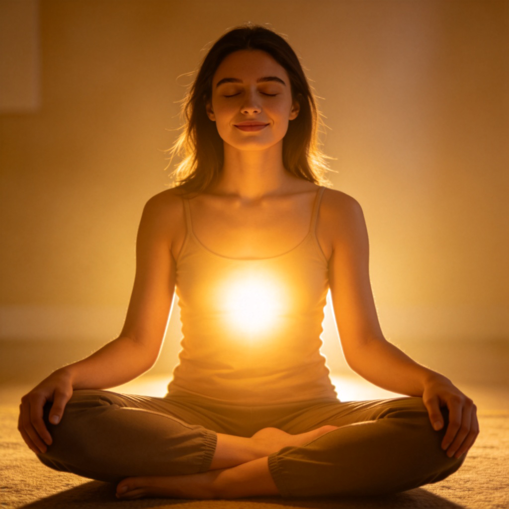 inner 内心含义图解：人物闭目体现内心平静与感受