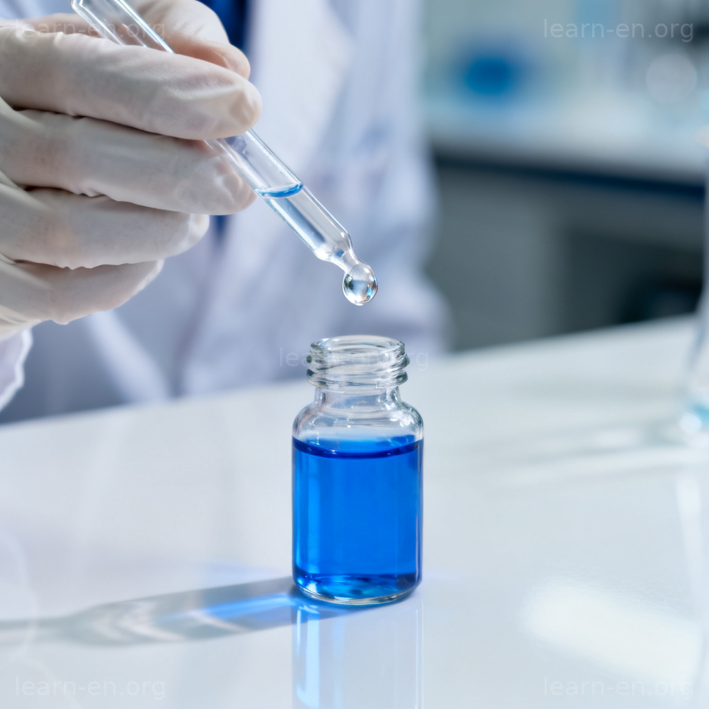 Scientist instilling liquid drop by drop into vial