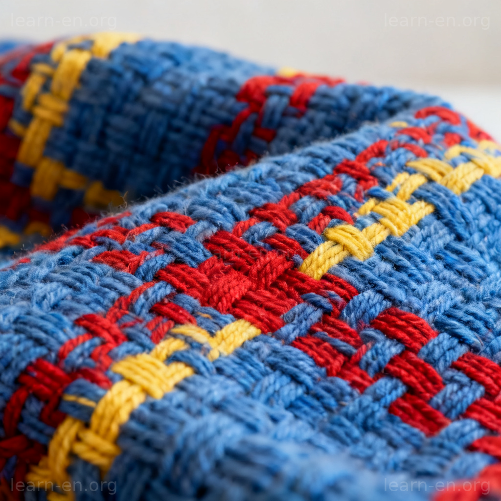 Interplay of elements shown through the weaving of colorful threads in a tapestry.